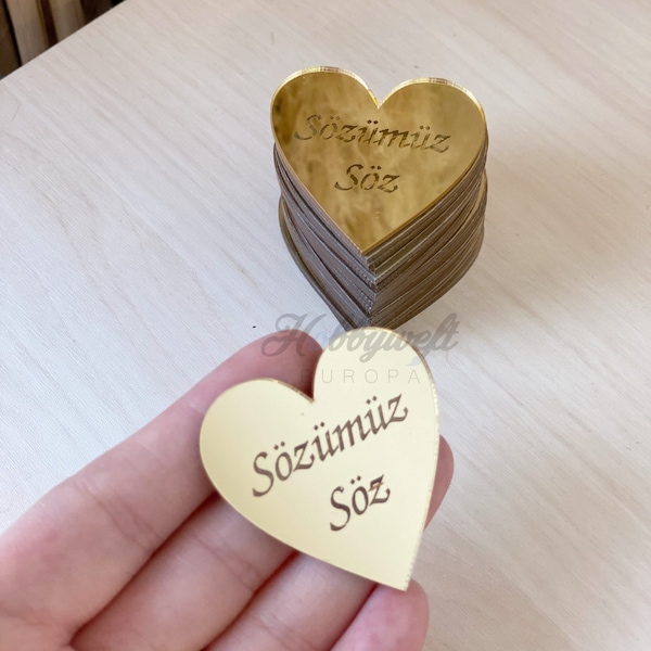 Plexiglas Coeur Sözümüz Söz 4 cm