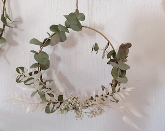 Loop Eukalypthus & Schleierkraut Türkranz personalisiert Trockenkranz Hoop Boho Kranz Trockenblumenkranz Geschenk  Hochzeit Taufe Richtfest