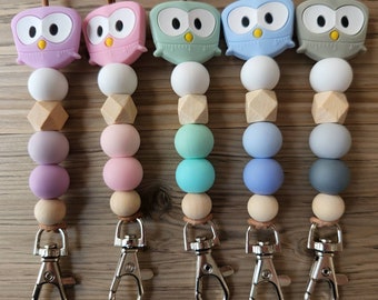 Owl Lanyard / Silicone Lanyard / ID Holder / ID Badge Lanyard / Lanyard for Keys /Teacher Lanyard / Teacher Gift / Nurse Gift