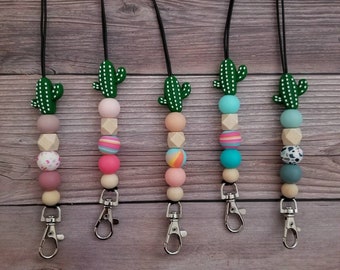 Cactus Lanyard / Cactus Silicone Lanyard / ID Holder / ID Badge Lanyard / Lanyard for Keys /Teacher Lanyard / Teacher Gift / Nurse Gift