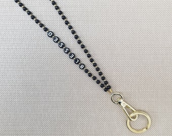 ID Badge Lanyard Gold Hardware/ Keychain /Gemstone Lanyard / Badge Holder Lanyard / Badge Holder / Teacher Gifts / Nurse Gifts / Women