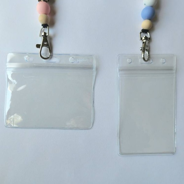 Clear ID Badge Holder / Lanyard / Vertical / Horizontal / Student / Teacher / Credit Card / Driver License