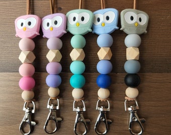 Owl Lanyard / Silicone Lanyard / ID Holder / ID Badge Lanyard / Lanyard for Keys /Teacher Lanyard / Teacher Gift / Nurse Gift