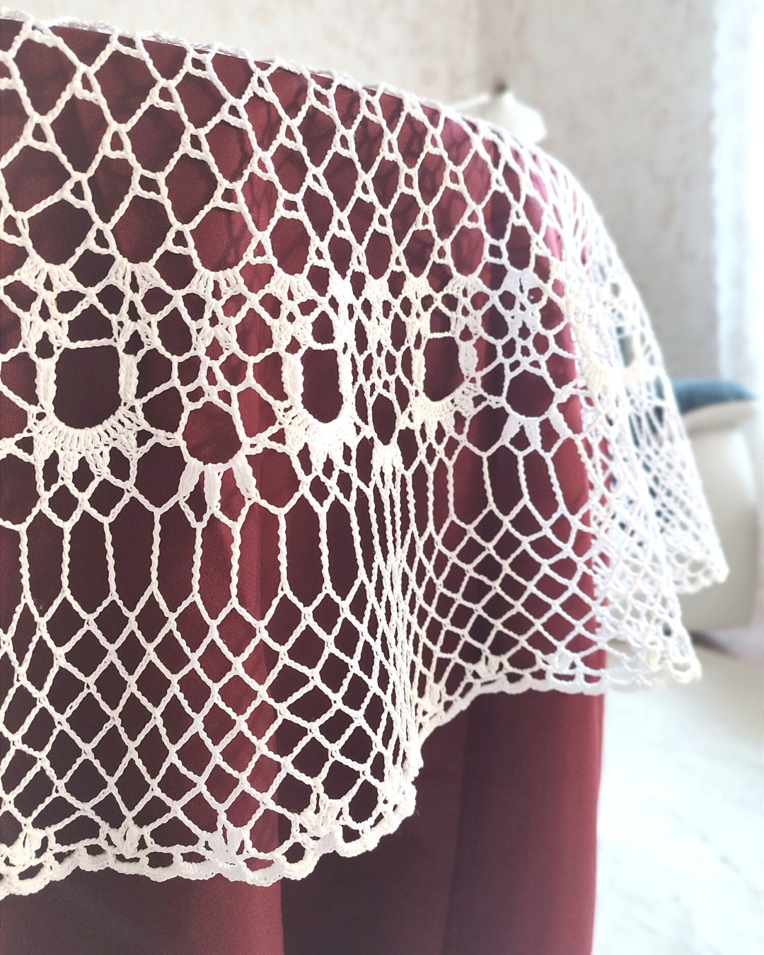 Large Round Crochet Tablecloth Made to Order Etsy