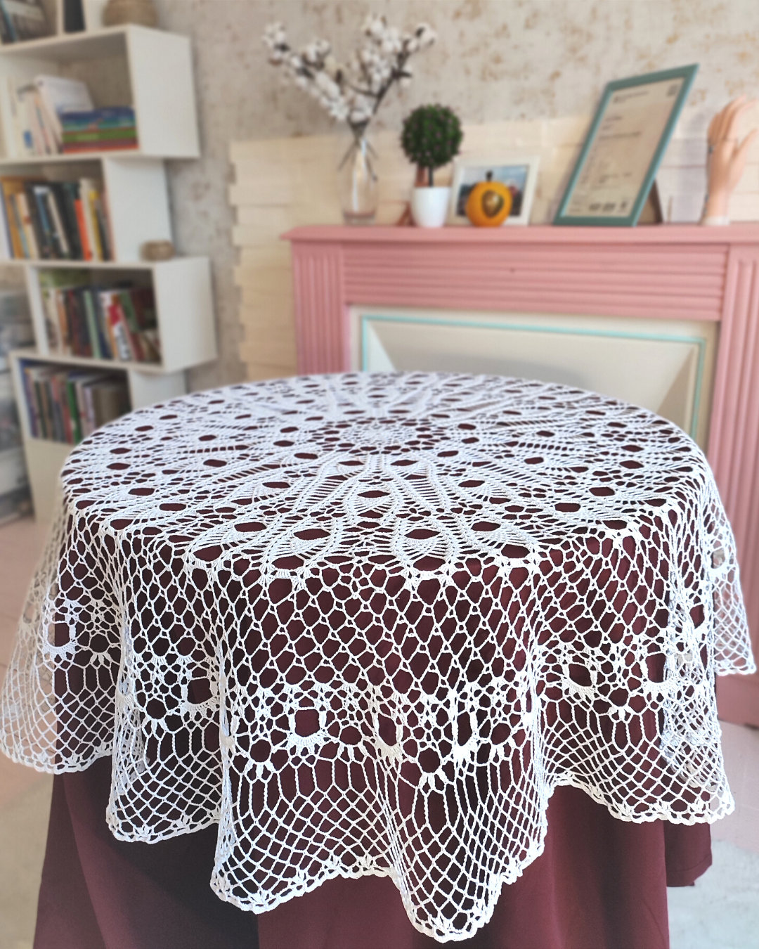 Large Round Crochet Tablecloth Made to Order Etsy