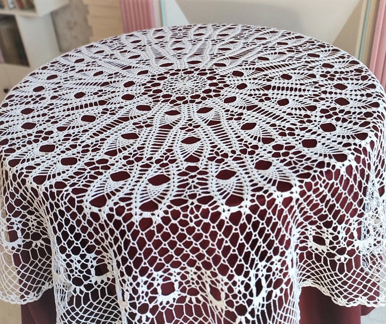 Large Round Crochet Tablecloth Made to Order Etsy