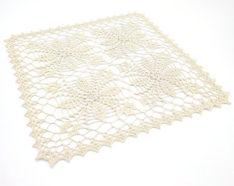 Custom table runner crochet, square doily handmade, rectangular tablecloth of any size