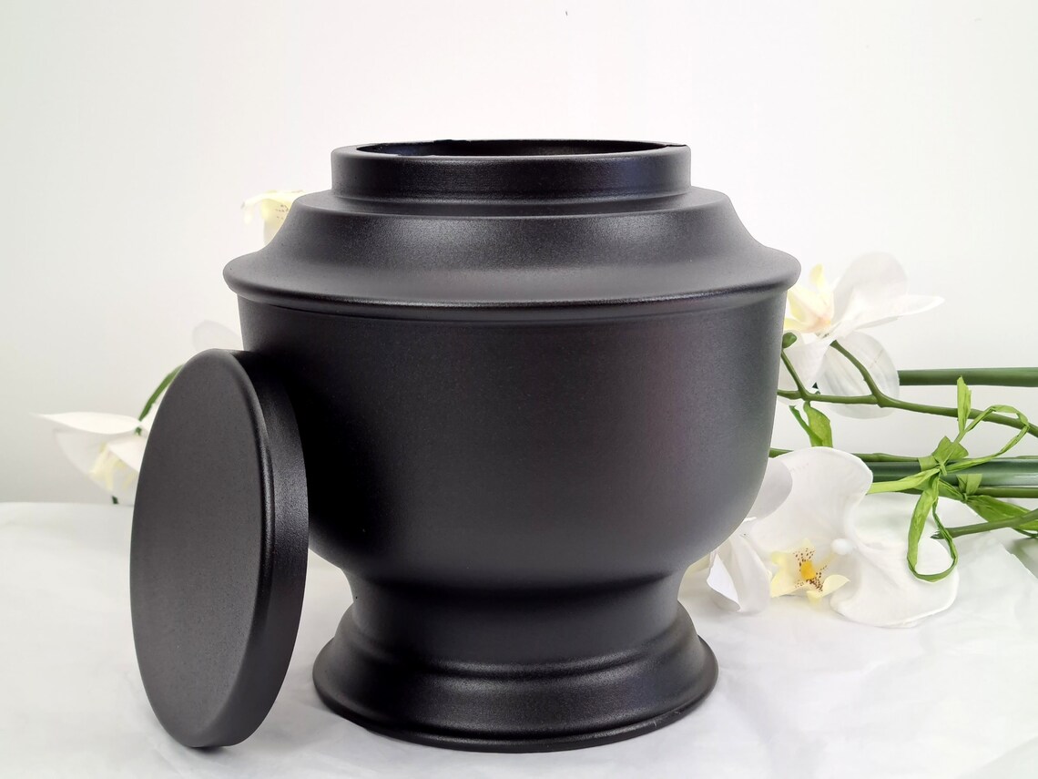 Keepsake Urn Handmade in UK Matte Black Metal Urn for Human Adult Ashes