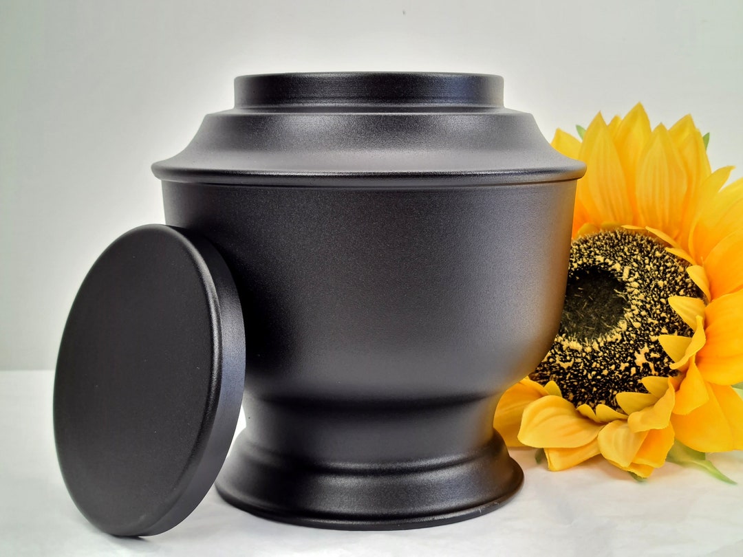 Keepsake Urn Handmade in UK Matte Black Metal Urn for Human Adult Ashes