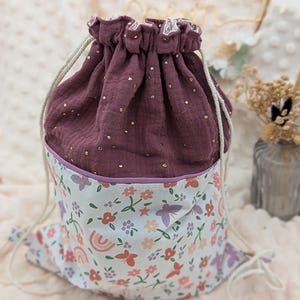Sac crèche ou nounou,sac pochons personnalisé,pochons tissus, sac enfant