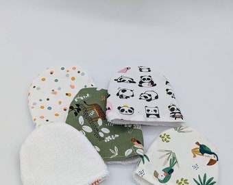 Toilet gloves (lot 5) washable children, washcloths, washable women's make-up remover gloves/zero waste/beauty accessories