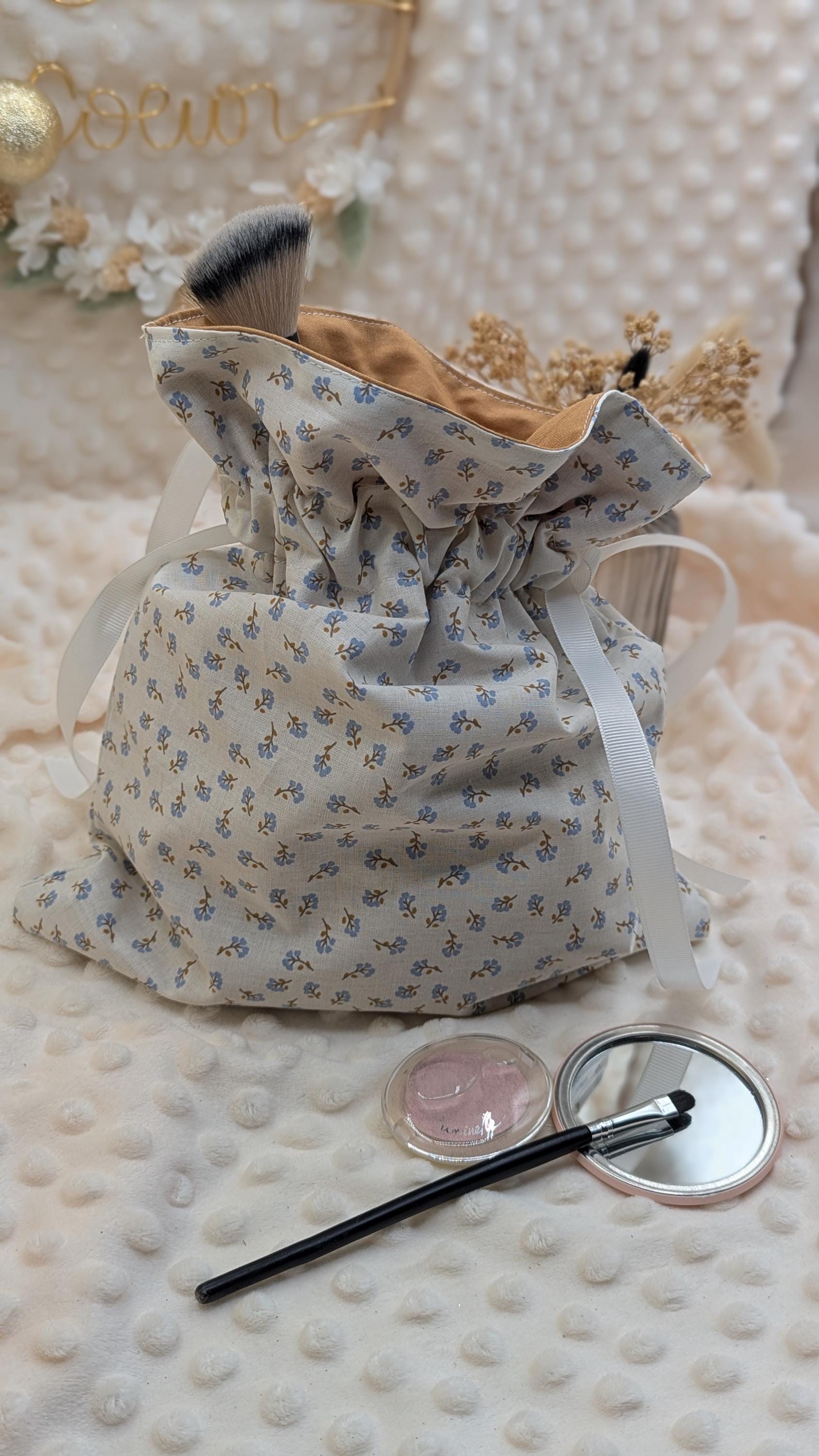 Pochon maquillage, sac de rangement lien coulissant