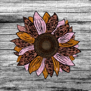 leopard sunflower sublimation png, colorful sunflower sublimation, png digital download