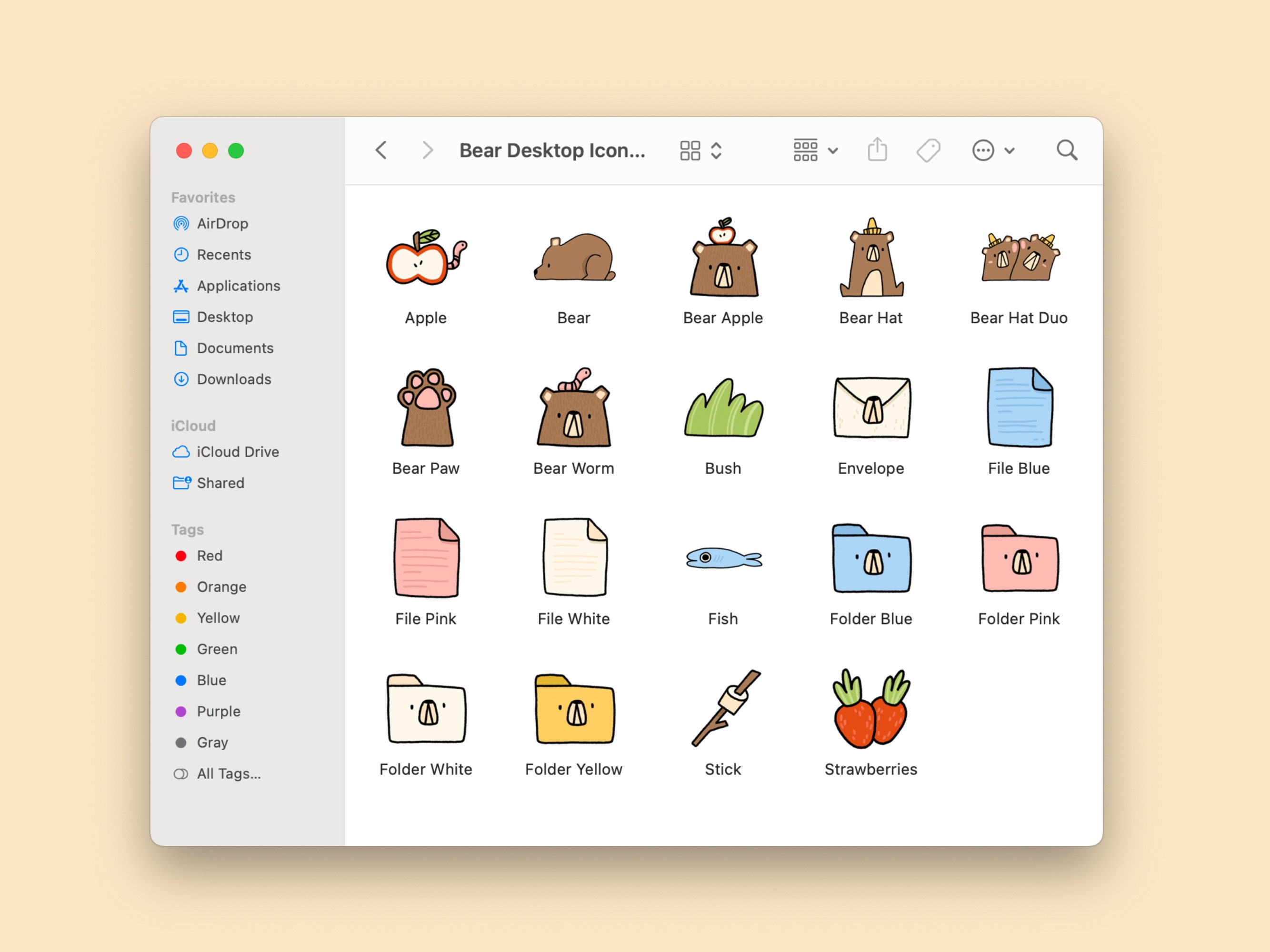 Bear Nature Theme Computer Desktop Icon Folder Pack for Mac & Windows ...