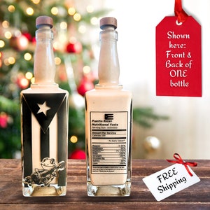 Puerto Rico theme ENGRAVED glass liquor bottle ONLY, FREE shipping, Custom Engraved Coquito Bottle,Gift, Housewarming Gift, Puerto Rico Flag