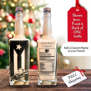 Puerto Rico theme ENGRAVED glass liquor bottle ONLY, FREE shipping, Custom Engraved Coquito Bottle,Gift, Housewarming Gift, Puerto Rico Flag