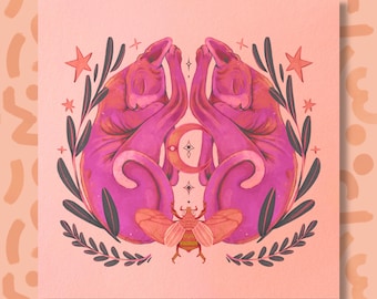 Sleeping Sphynx Cat - Square Art Print