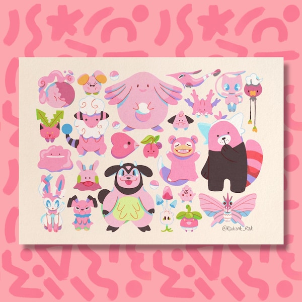 Pink Parade - A4 Art Print