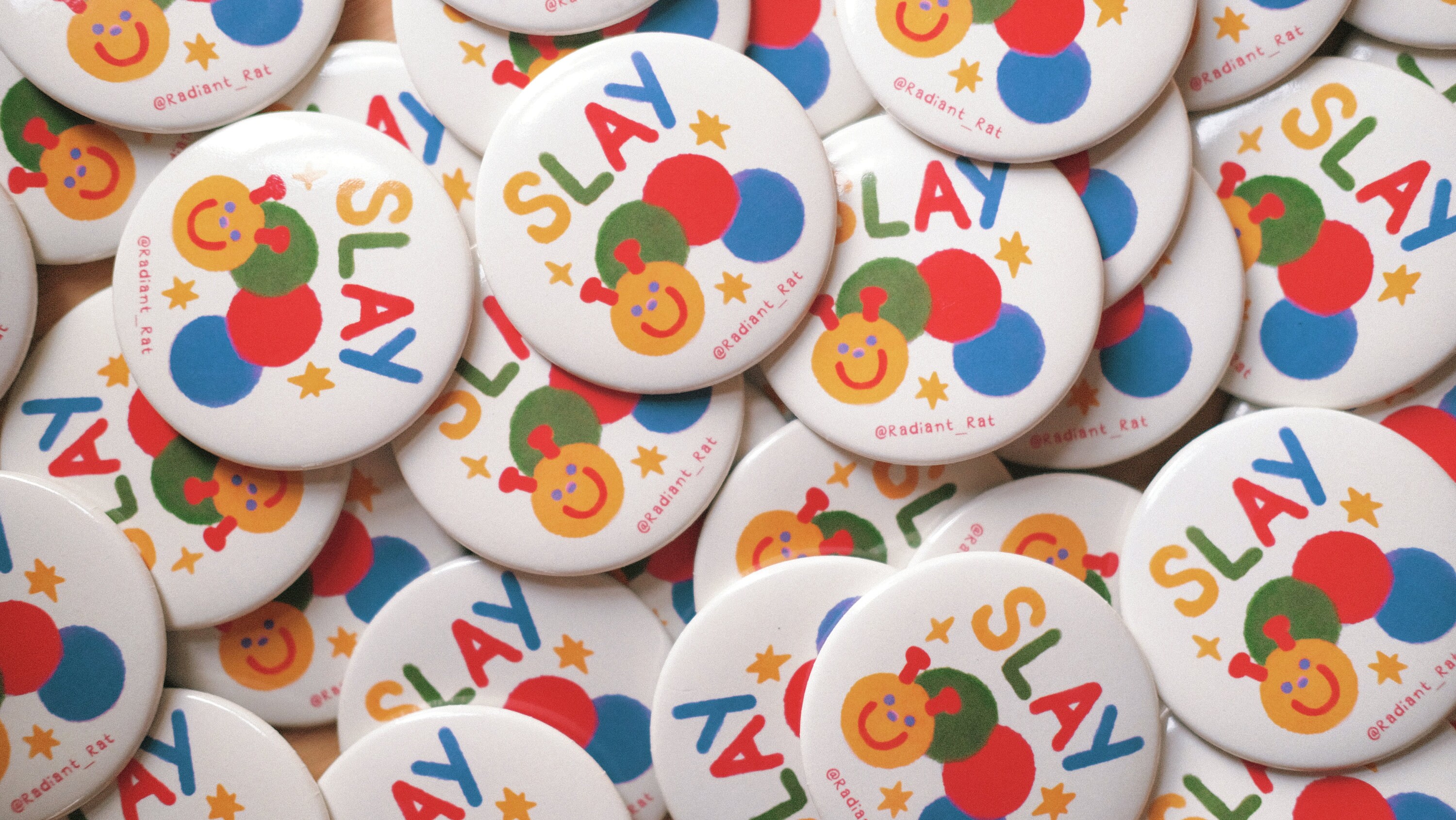 Artist Illustrated Button Badge - Slay Caterpillar (LARGE)