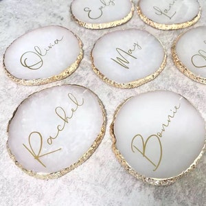 Personalised Resin Style Agate Coaster, Wedding Coaster, Wedding Favour, Favor, Present, Jewellery Tray, Wedding Favour Couple Coaster