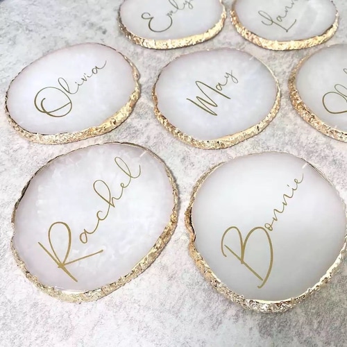 Personalised Resin Style Agate Coaster Wedding Coaster Etsy