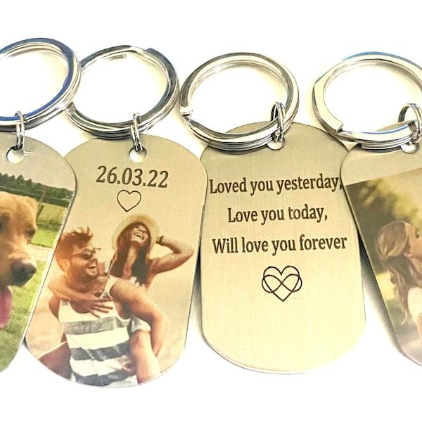 Actual Photo Engraved Keyring with Any Image | Pet Keyring | Picture Keyring | Pet Portrait | Laser Engraved | Dog Cat | Personalised Gift