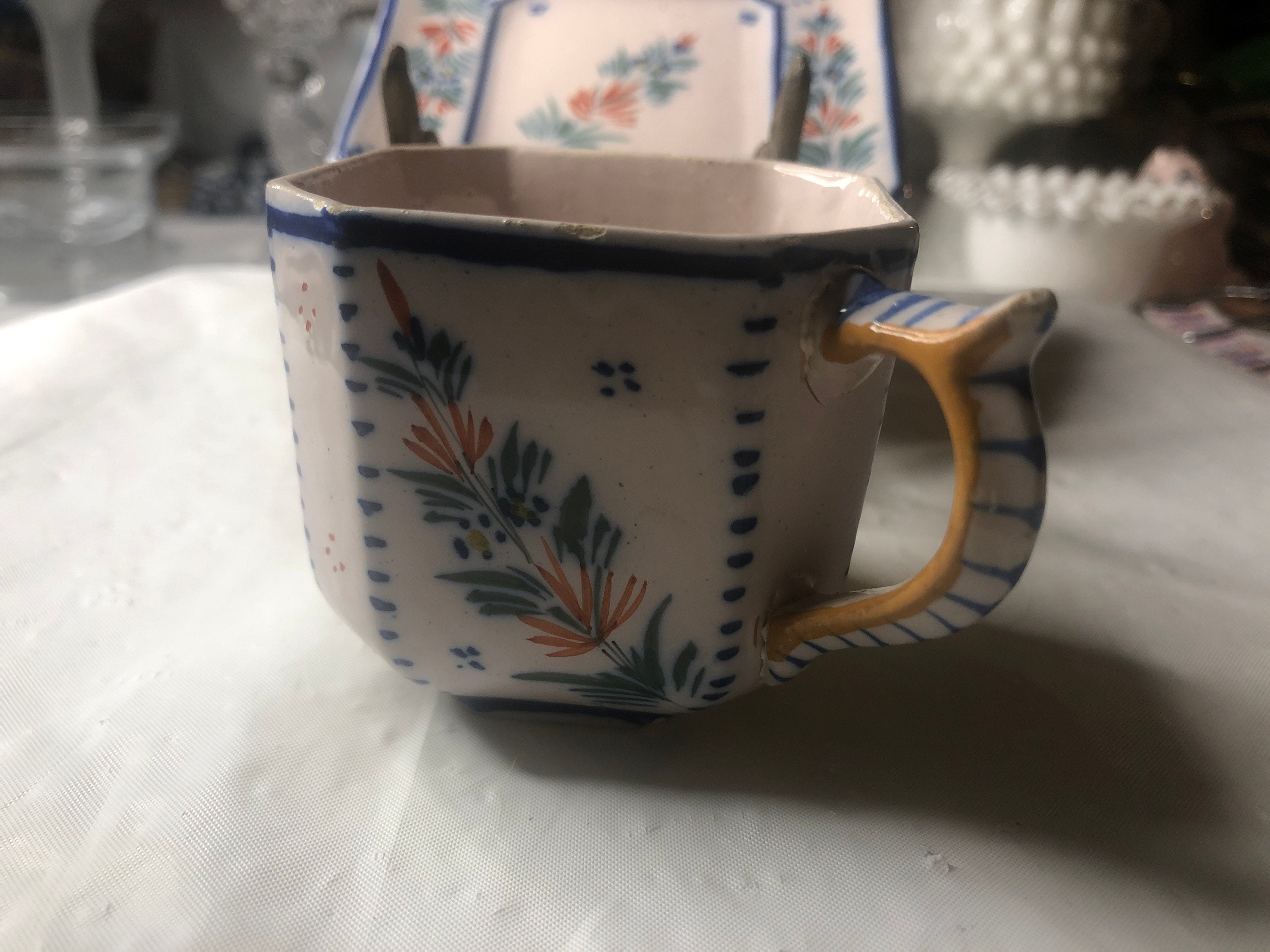 HR Quimper Tea Cup and Saucer From Quimper Brittany France Etsy