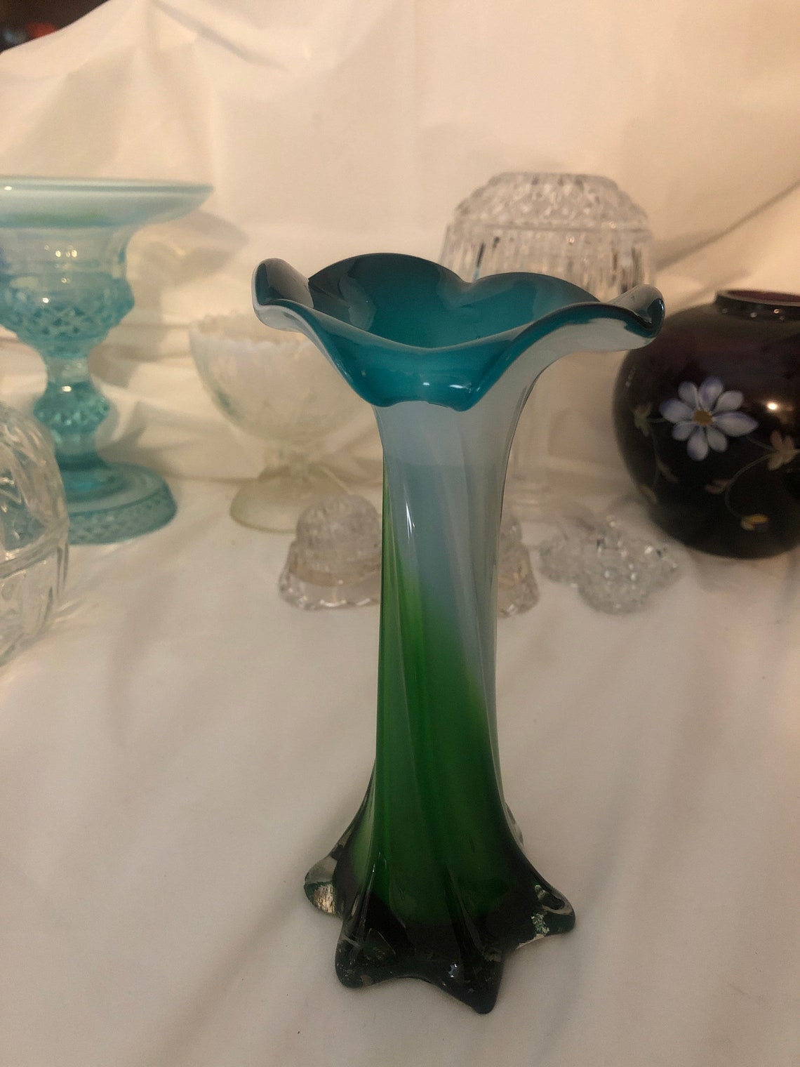 Lily Vase hand blown glass vase. Etsy