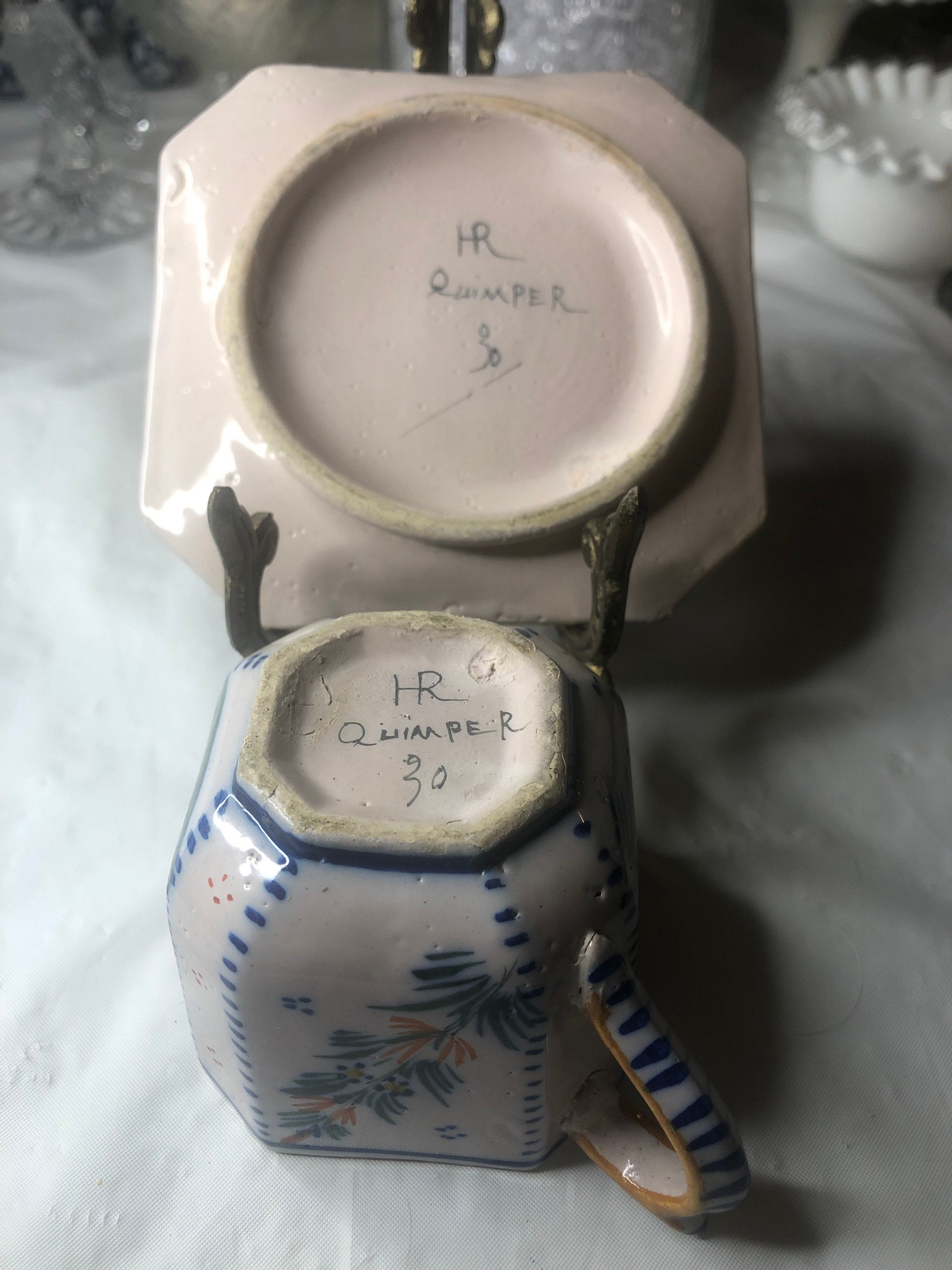 HR Quimper Tea Cup and Saucer From Quimper Brittany France Etsy