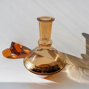 Amber Decanter Set with Wooden Lid and Metal Tray — everdreamcraft