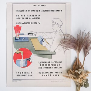 Authentisches sowjetisches Lernposter | Informationen zum Löten Bügeleisen
