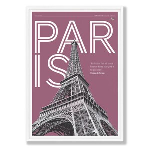 Affiche parisienne. Affiche française. Affiche de la ligne d'horizon de Paris. Monument parisien. Affiche de la tour Eiffel. Affiche de voyage en France. Plan de Paris. Affiche typographique