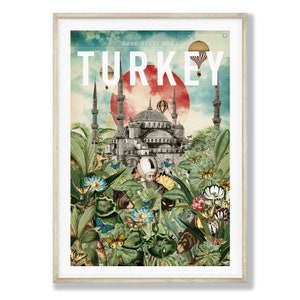 Turkey Poster. Istanbul Poster. Blue Mosque Poster. East meets West Poster. Turkish Travel Poster. Turkey Wall Art.