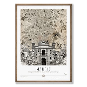 Madrid Poster. Spain Poster. Madrid Skyline. Spanish Culture. Madrid Bull Ring. Bull Fighter. Madrid Landmark. Flamenco Dancer.