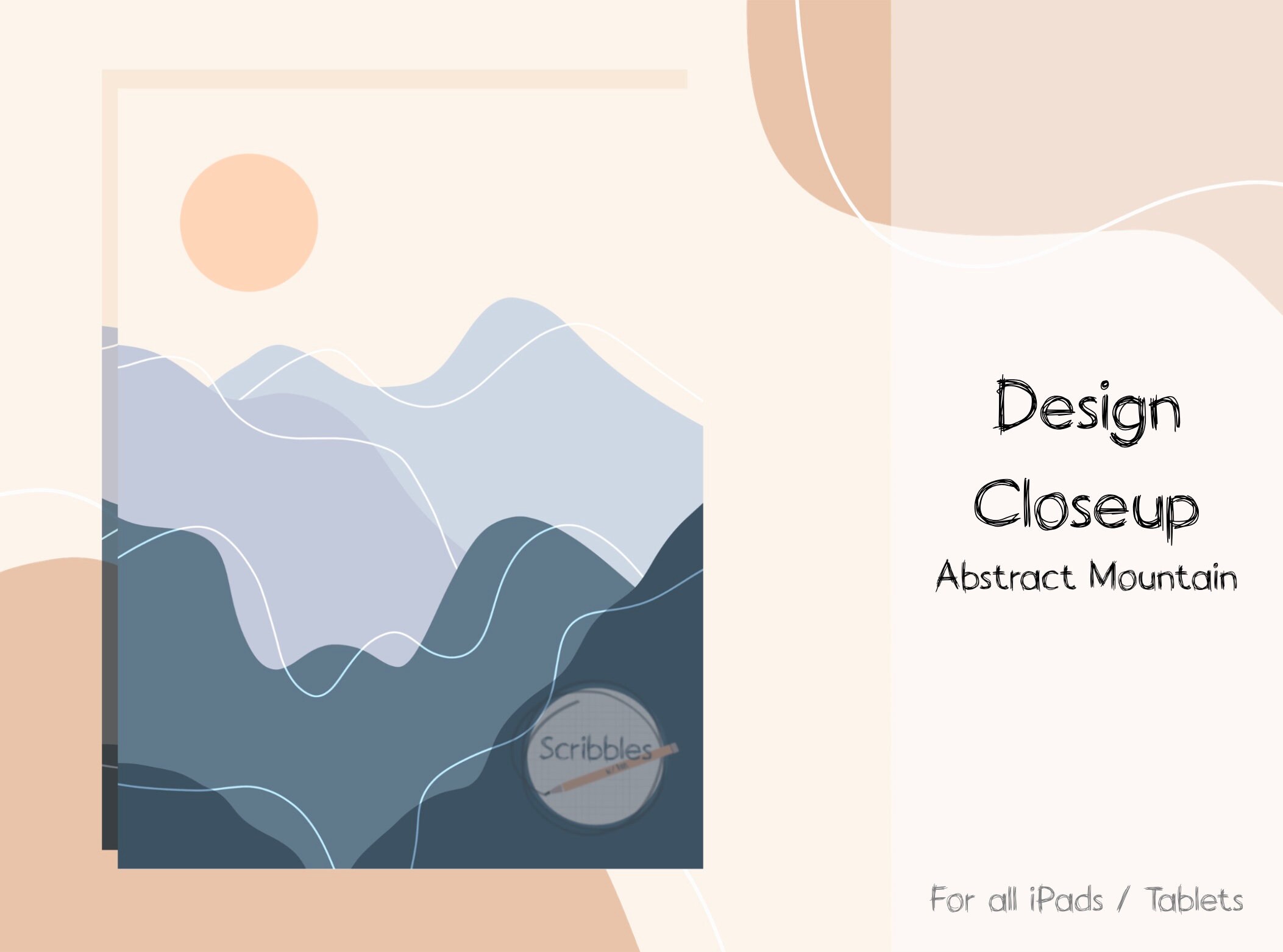 Abstract Mountains iPad Wallpaper, Minimal Boho iPad Wallpaper, Sunset