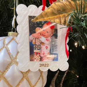 Acrylic Pearl Photo Frame Christmas Ornament