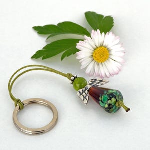 Beschermengel hanger van glas en zilver, voor het begin van het schooljaar, examens, rijbewijs, communie/vormsel, als begeleider in de auto en op reis.