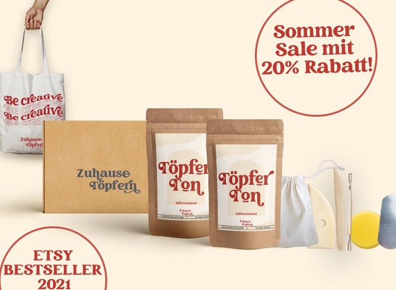 Topfer Set Ohne Brennen Mit Anleitung Lufttrocknender Ton Etsy
