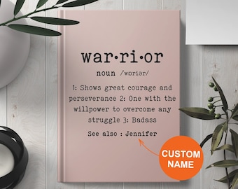 Personalized Warrior Definition Journal Notebook Custom Warrior Cancer Survivor Gift for Sobriety Surgery Recovery Encouragement Box Present