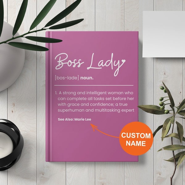 Personalized Boss Lady Definition Hardcover Notebook, Funny New Business Owner Gift for Woman, Gift for Female Manager Birthday Gift for Her