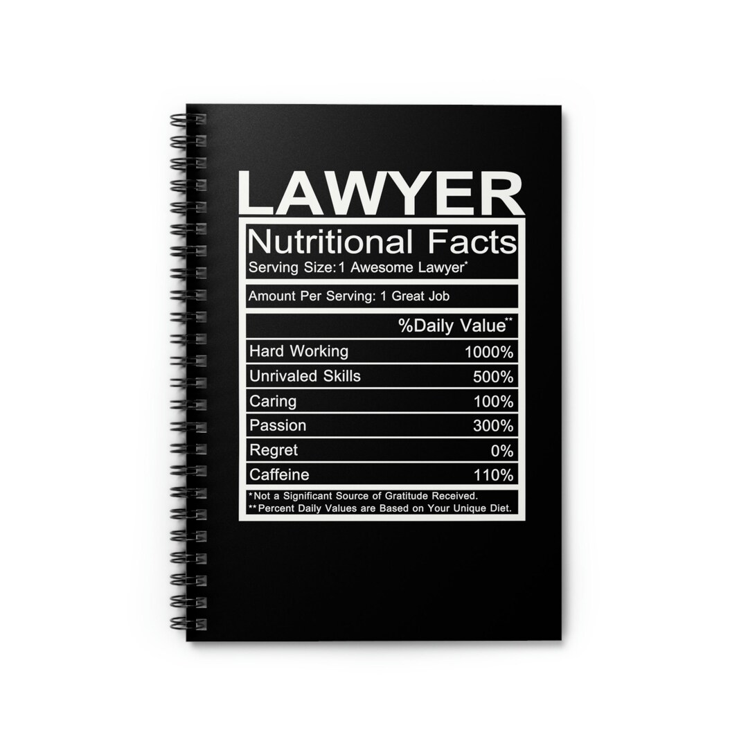 Lawyer Nutrition Facts Lawyer Gift Lawyer Notebook Journal Etsy