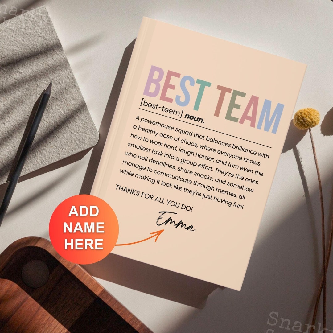 Best Team Personalized Journal, Corporate Gift, Team Appreciation Gift
