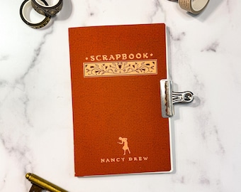 Nancy Drew Scrapbook Notebook | Dot Grid, Lined, Blank | Journal | 30 Sheets/60 Pages | White Paper, Kraft Cover