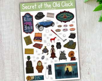 Autocollants CLK de Nancy Drew | Le secret de la vieille horloge | Stickers esthétiques | Stickers pour ordinateur portable | Stickers pour ordinateur portable | Autocollants en papier faits main