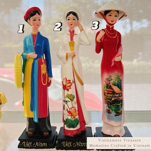 Combo 2 psc Vietnamese Conical Ao Dai Collection of Vietnamese traditional dolls - Cultural icons with colorful ao dai