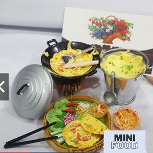 Whimsical Miniature Food Set: Pancakes, Vietnamese Crepes, and Fries - Perfect for DIY Dolls