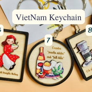 Vietnamese souvenirs Handmade wooden keychains