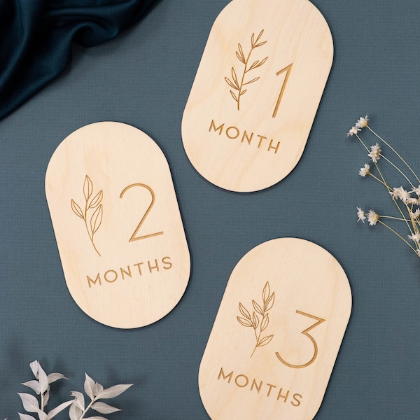 Custom Wood Baby Milestone Cards, 12 Month Baby Wood Signs Photo Prop, Birthday, Memories, Baby Shower, Natural Birchwood Engraved Keepsake