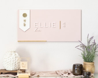 Modern Traditional Korean Dohl Wood Name Banner - Baekil 백일 100th Day, Korean First Birthday 첫돌, Doljanchi, Handmade, Hand crafted