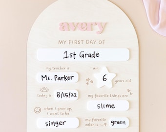 Back To School Sign Custom My First Day of School Sign Personalized  | Custom Arched Wooden Engraved Sign, Keepsake, Photo Prop, Reusable